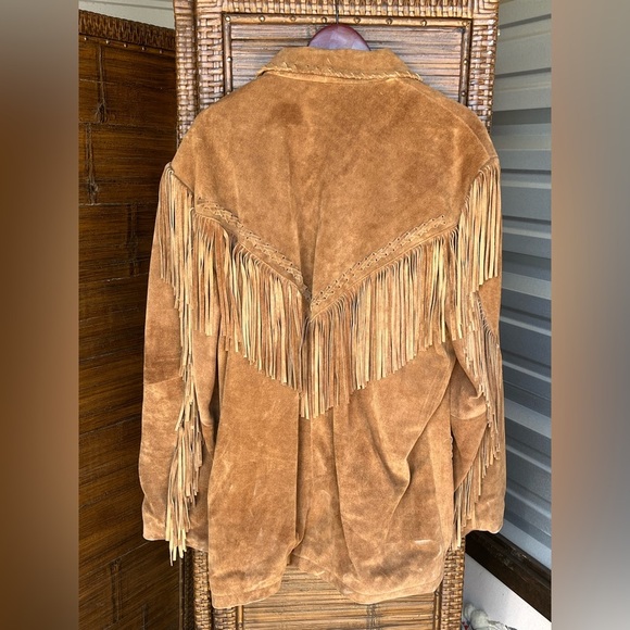 Vintage T4 West Suede Fringed Leather Jacket Medium - Picture 3 of 3